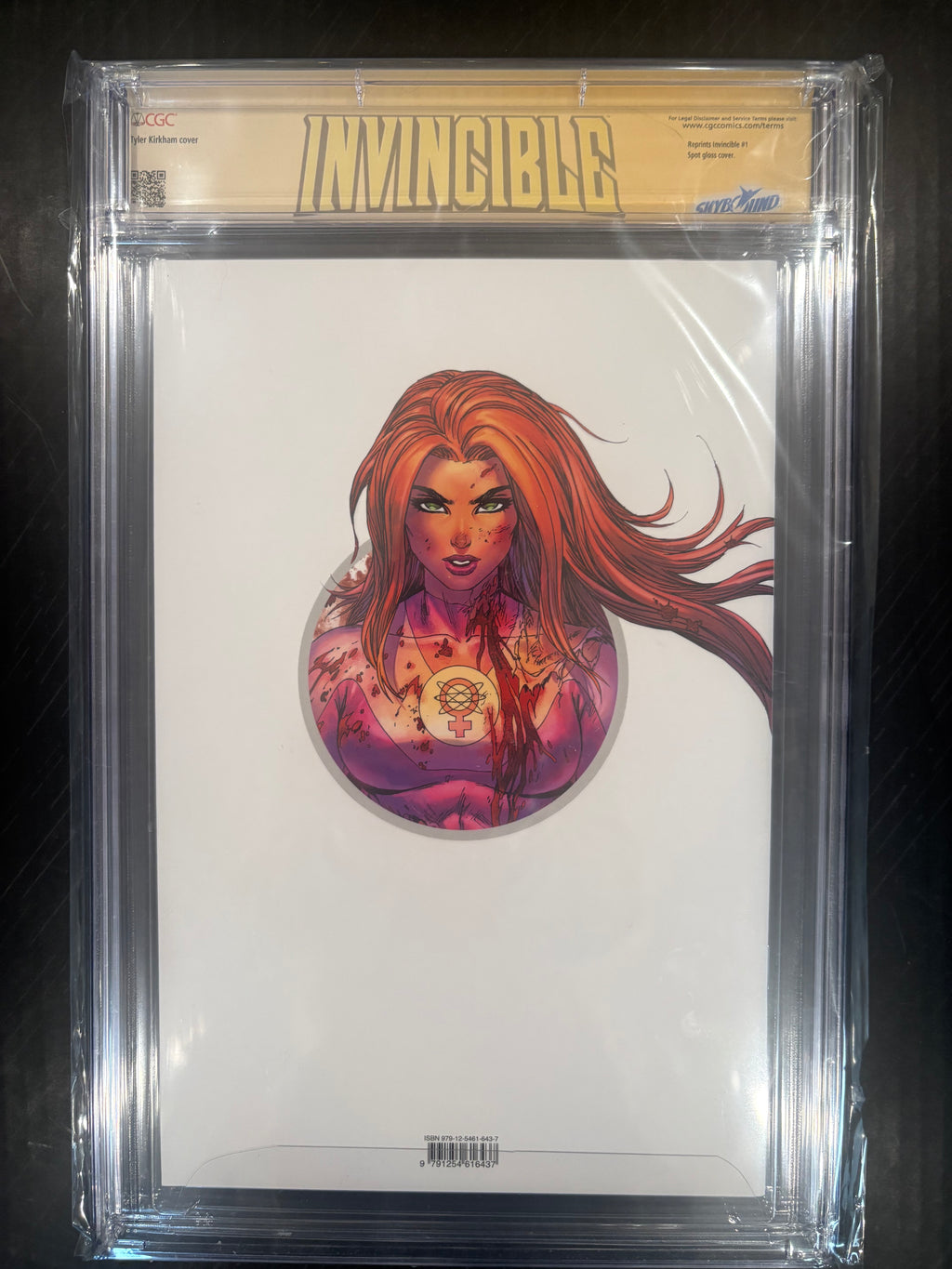 Graded Invincible #1 "Atom Eve" Battle Damage cover with artist signature